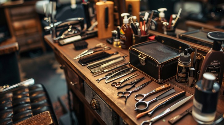 Barber tools laid out for the next appointment